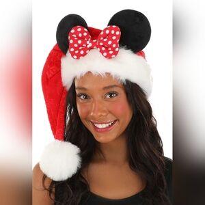 Women's Christmas Minnie Mouse Santa Hat Minnie Mouse Ears with Bow